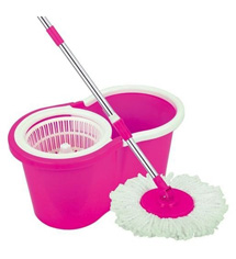 Reflection Easy Magic Plastic Pink Floor Mop with Plastic Dryer - Color May Vary